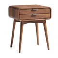 Modern Wooden Nightstand with Two Drawers and Mid-Century Legs